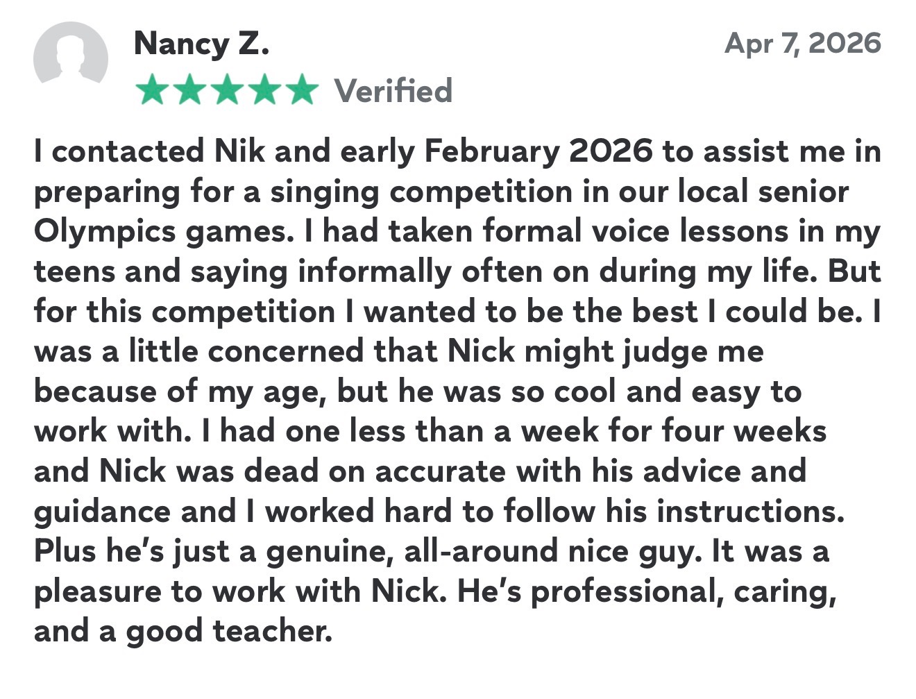 Student testimonial 1